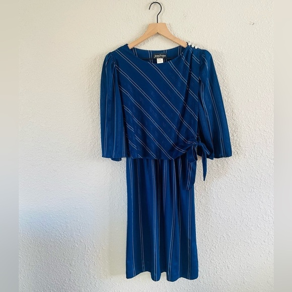 Vintage Blue Side Tie Dress - Picture 1 of 11